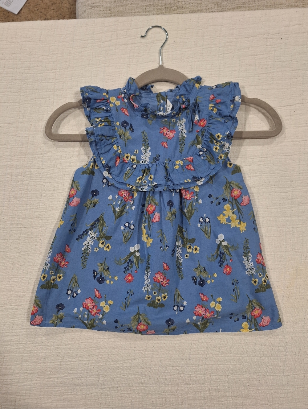 Janie and Jack Blue Floral Ruffle-Front Dress
